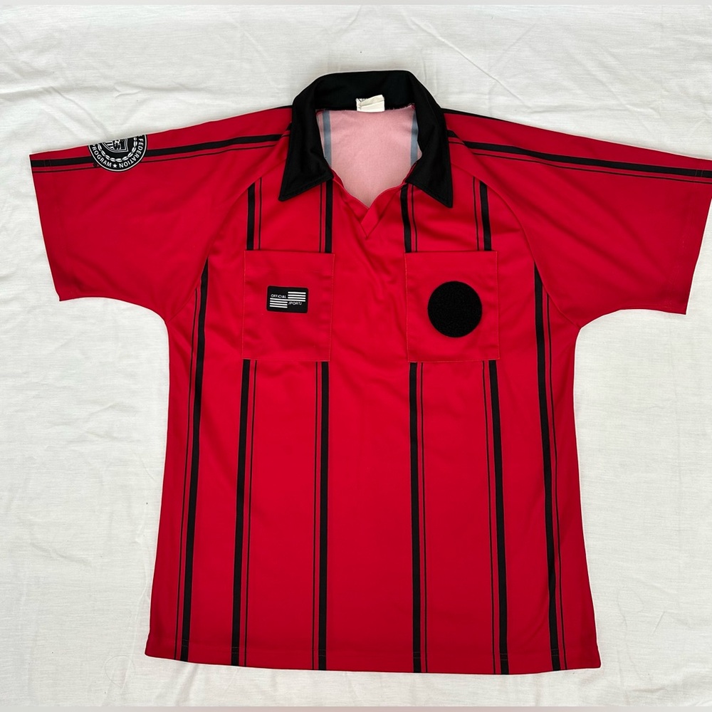Official Sports Soccer Referee Red and Black Striped Jersey